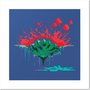 Abstract Inkblot Watermelon Summer Art Posters and Art